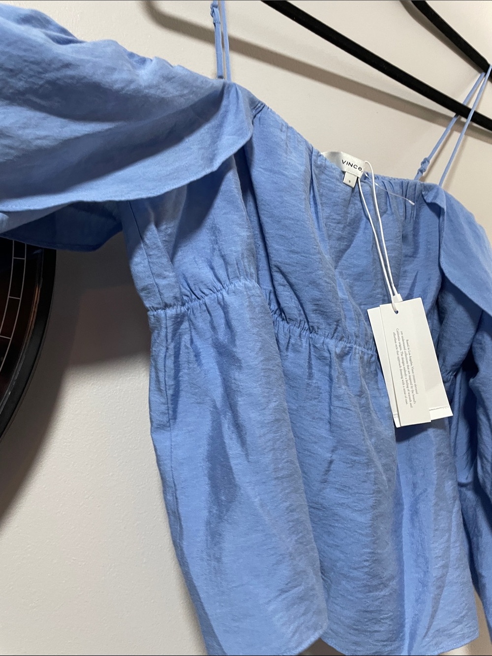 Vince Light Blue Off-Shoulder Ruffle Blouse - Picture 13 of 16